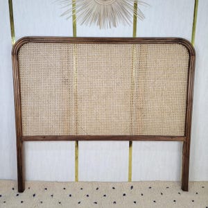 Handmade Brown Rattan Headboard, Sturdy Handcrafted Design for Queen, King Beds, Elegant Natural Aesthetic, Cozy Bedroom, Boho Bedroom Decor