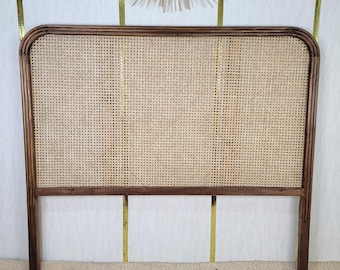 Handmade Brown Rattan Headboard, Sturdy Handcrafted Design for Queen, King Beds, Elegant Natural Aesthetic, Cozy Bedroom, Boho Bedroom Decor