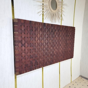 Handmade Woven Leather Headboard: Wall Mount Hanging Headboard