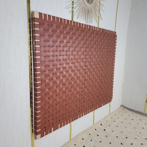 Brown Leather Woven Headboard: King Size Hanging Wall Decor