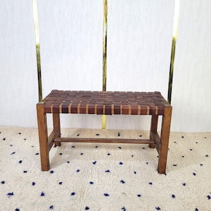 Premium Leather-Woven Chair – Unique Boho-Inspired Accent Chair for Living Room and Office – Durable & Elegant Design