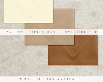 Envelope set for Wedding Invitations | A7 Mailing Envelope & RSVP Envelopes | Choose from 25 colors