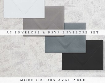 Envelope set for Wedding Invitations | A7 Mailing Envelope & RSVP Envelopes | Choose from 25 colors