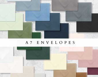 Envelopes for Invitations | A7 Mailing Envelopes |  Mailing Envelopes fit 5x7 inch cards | Euro Flap Envelopes | Vflap Envelopes | 25 colors