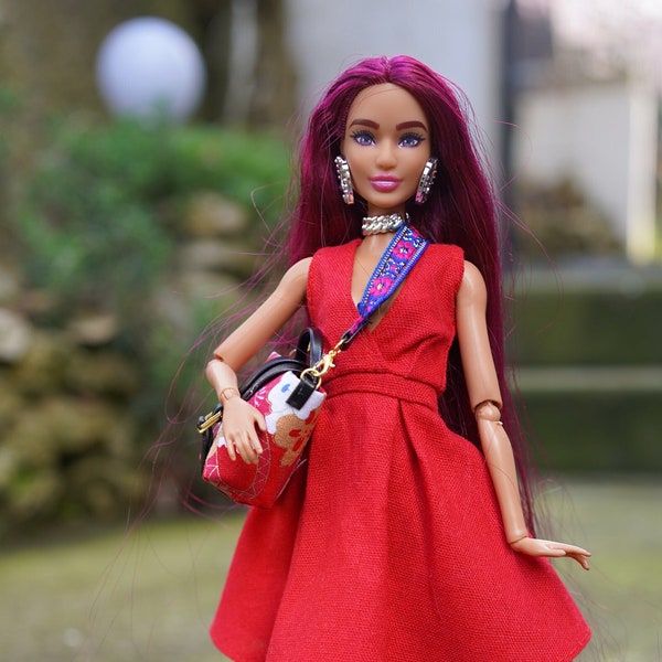 Robe rouge et sac pour poupée mannequin vêtement de poupée pour poupée de 11 pouces 30cm