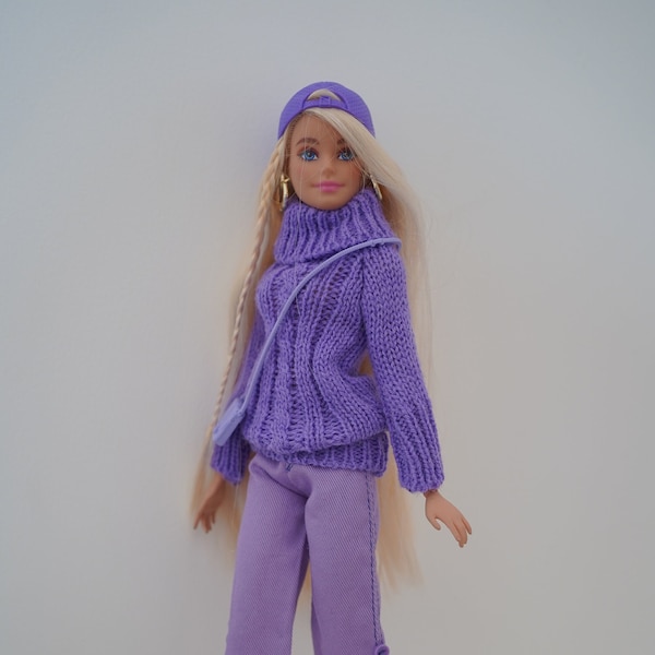 Fashion doll outfit purple sweater dress integrity doll fashion royalty doll clothes for 11 inch 30cm dol