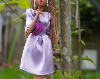 Purple Dresses for mannequin doll purse integrity doll bag Poppy parker doll clothes for 11 inch 30cm doll