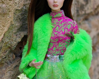 Fashion doll green outfit coat integrity doll fashion royalty doll clothes for 11 inch 30cm dollChristmas gift