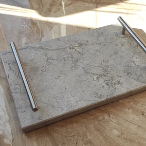 Marble serving tray, honed, handmade marble, marble tray, marble tray with handles, marble perfume tray, marble organizer, gift for her  .