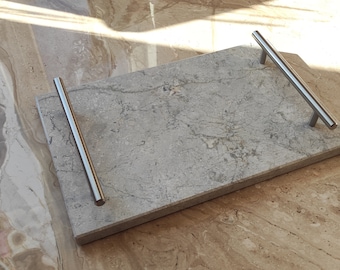 Marble serving tray, honed, handmade marble, marble tray, marble tray with handles, marble perfume tray, marble organizer, gift for her  .