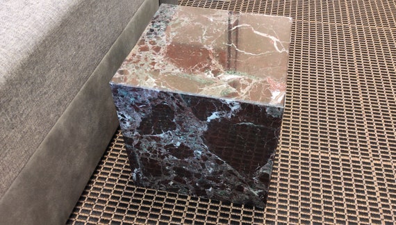 Rosso Levanto Marble Cube, Polished Italian Stone, Nightstand Table (12x12x12in)