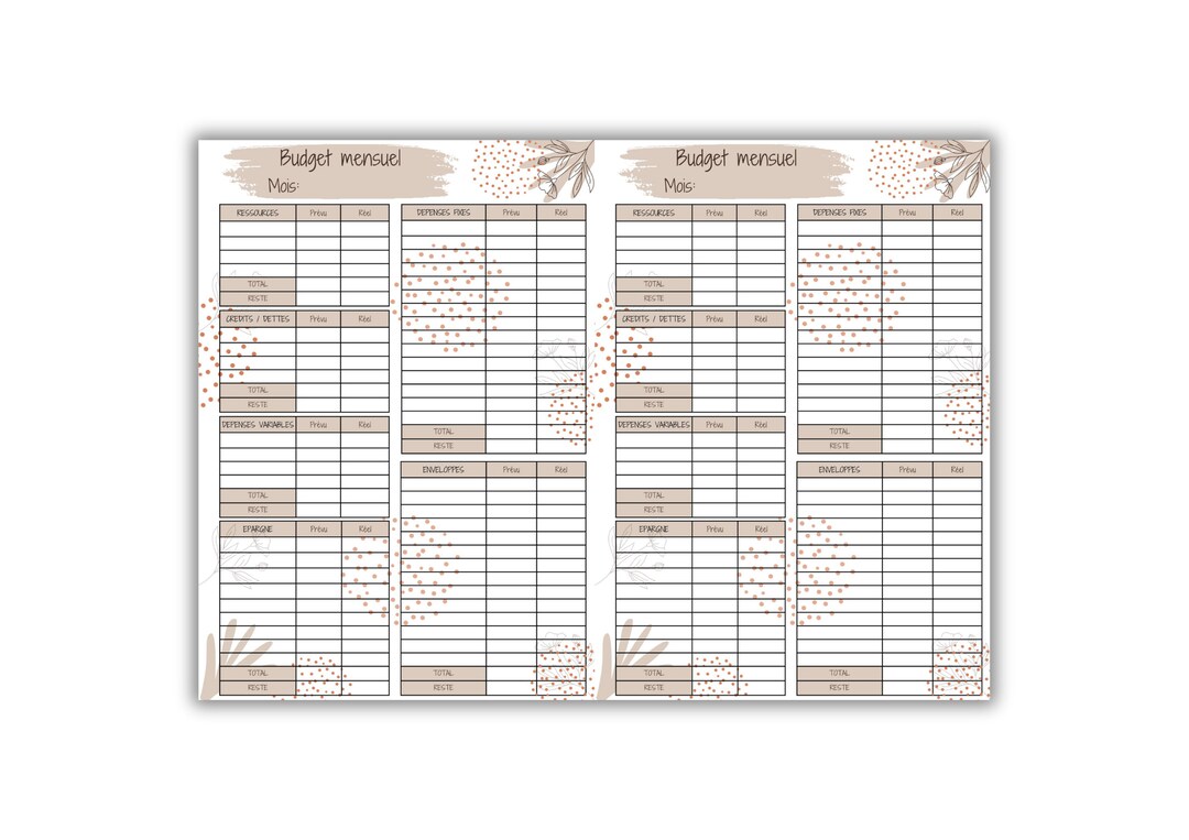 A5 Monthly Budget Sheets to Download, Budget Monitoring Sheets / Pdf ...
