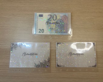 A7 Enveloppes budget calque plastifiées à paillettes personnalisées perforées pour classeur A6. enveloppe velum