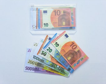 Dummy plastic note from 10 to 500 euros for budget management