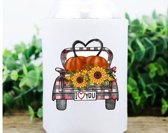 I Love Fall - koozie - Can cooler - Set of 4