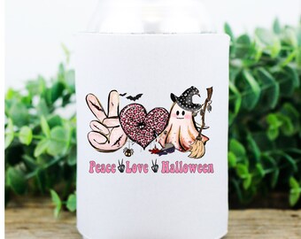 Love Peace Halloween - koozie - Can cooler - Set of 4