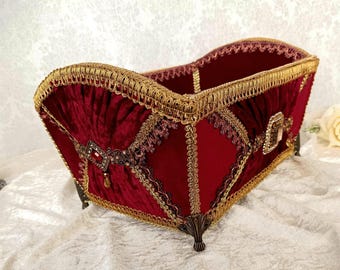 Victorian velvet french vanity,handmade luxury boudoir decor