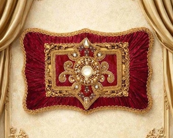 Wiktoriańska francuska aksamitna sztuka ścienna, ręcznie robiona dekoracja do buduaru w stylu vintage