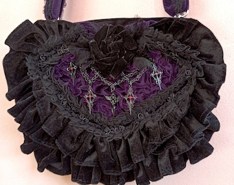Dark Fairy Goth Whimsigoth Witch Black Velvet Handbag Gothic Victorian Romantic Lolita Vampire Aesthetic Trad Goth Alternatieve Crossbody