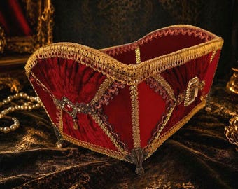 Victorian velvet french vanity,handmade luxury boudoir decor