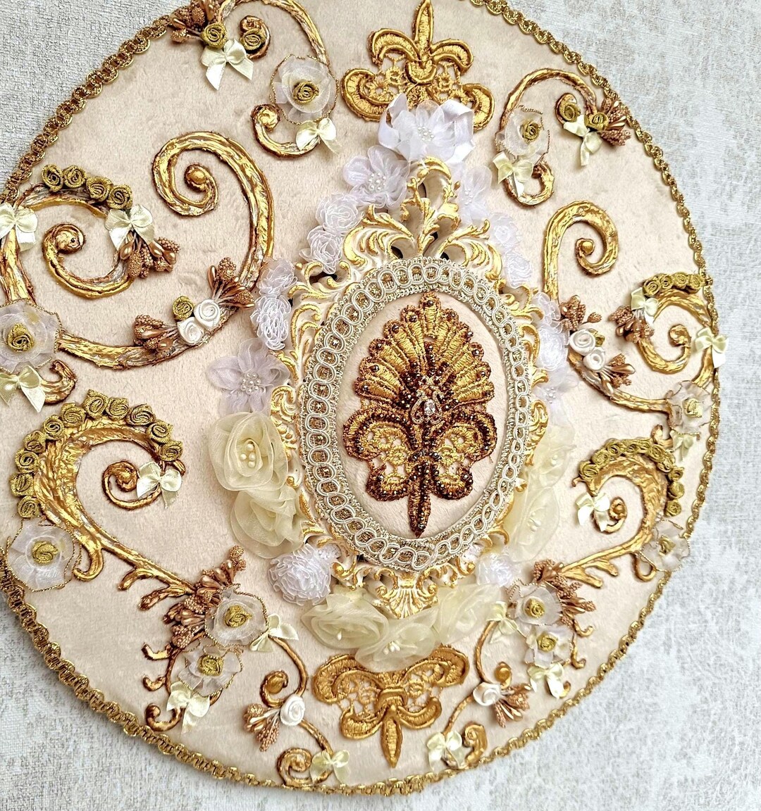 Rococo Ribbon Plate French Rococo Ooak Velvet Wall Plate,marie Antoinette Handmade ...