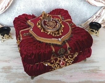 French victorian luxury velvet box,handmade large vanity case