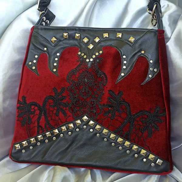 Gothique victorien Goth médiéval Fairycore sac Nu Goth bandoulière Whimsigoth sorcière sac à main Vampire esthétique sac en velours Dark Academia Emo