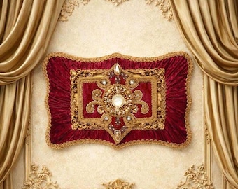 Cuadros de terciopelo francés victoriano para pared, decoración vintage hecha a mano para tocador.