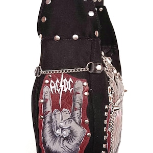 heavy Metal Band Cybergoth cyberpunk fairy core fairy KEI fashion style tradgoth rivets studs spikes 70s 80s outfit hobo bag