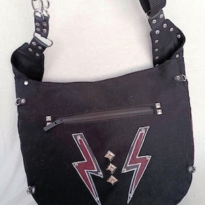 hand painted leather bag, designer handbags rock n roll crossover bag, patches spiked cyberpunk Cybergoth attitude clothing coach purse with fringe,biker bag, saddle motorcycle jean leather zippered cross Body purse
