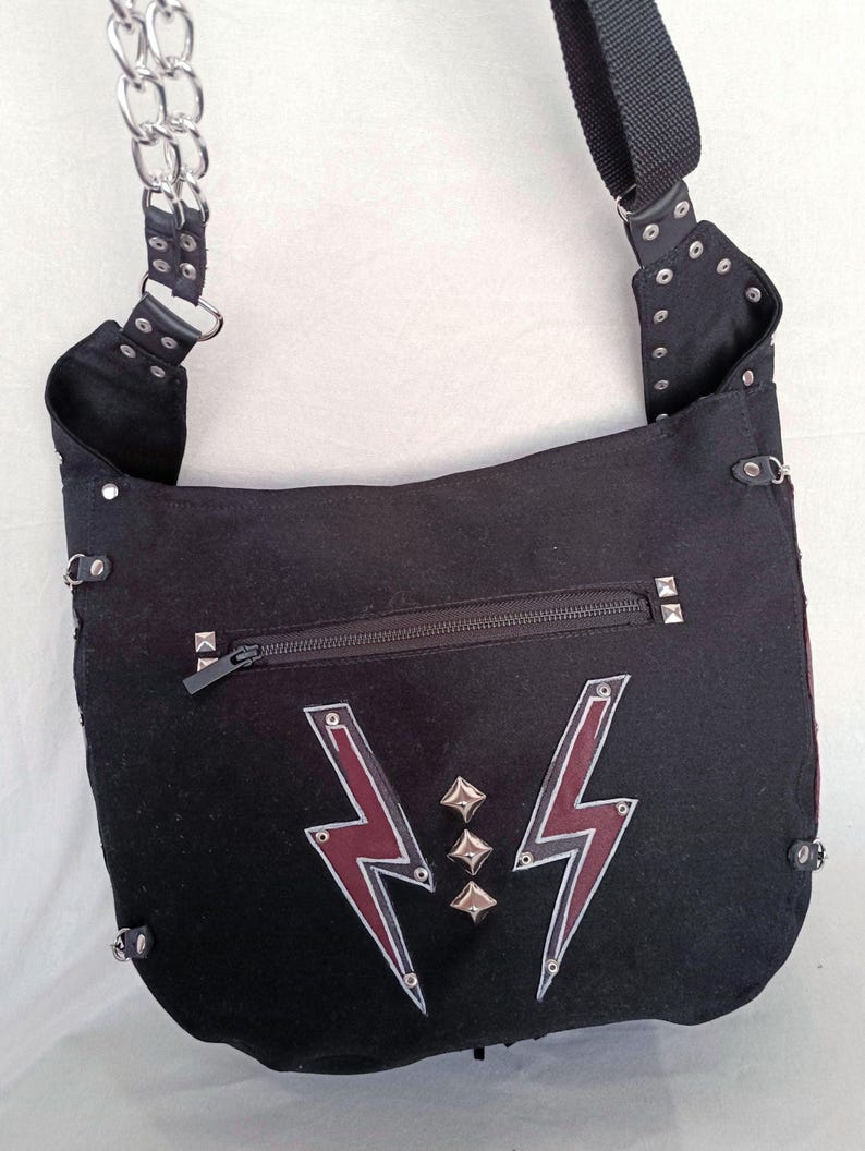 hand painted leather bag, designer handbags rock n roll crossover bag, patches spiked cyberpunk Cybergoth attitude clothing coach purse with fringe,biker bag, saddle motorcycle jean leather zippered cross Body purse