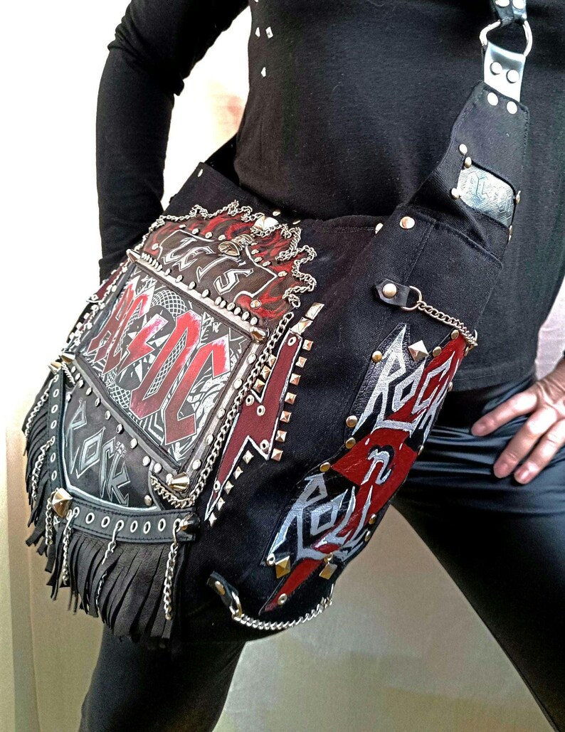 metal core dc merchandise steam punk style deathcore attitude heavy Metal Merch festival outfit grunge aesthetic post punk crust Harajuku fashion rebel ride or die saddle bag motorbike hardcore unisex personalized handbag