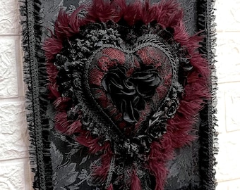 Decoración de pared gótica romántica oscura, obra de arte gótica hecha a mano Ooak