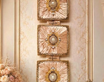 Arte mural barroco de terciopelo, pieza decorativa victoriana francesa hecha a mano, única.