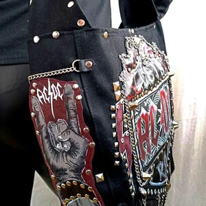 scenecore cross over bag Jean denim studded bag with rivets and spikes, punk Rock style dark Cottagecore hobo bag medium size,