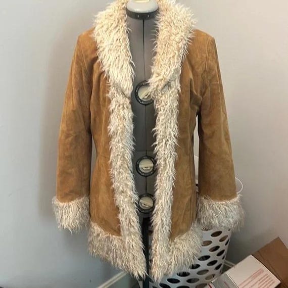 Brown Coat with Fur | Cozy Winter Jacket For Women | Mid-Length Fur Jackets | Brown Overcoat | Fur Leather Jackets | Sheepskin Leather Coats