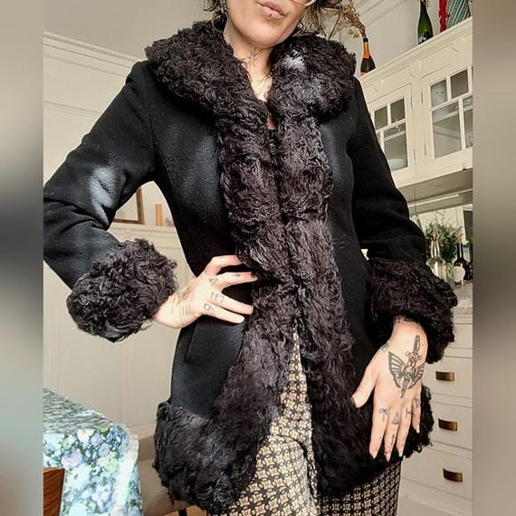 Women's Black Penny Lane Coat | Real Sheepskin Shearling Fur