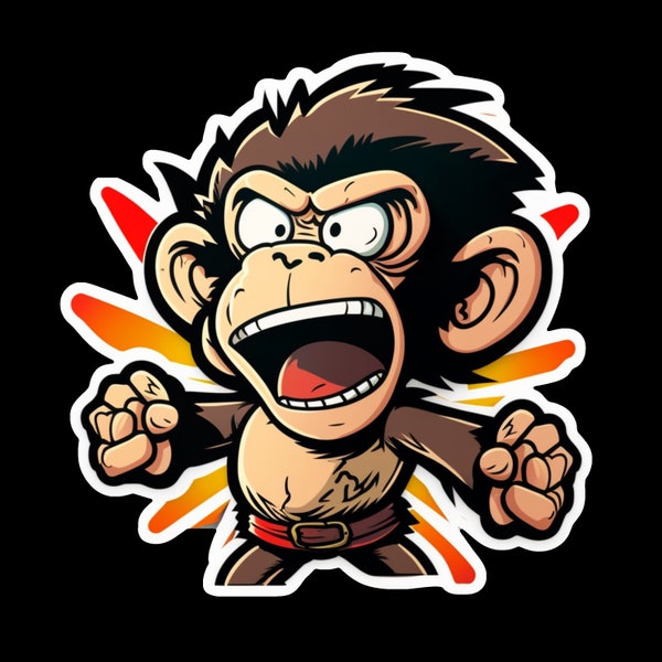 10 Monkey Sticker Plus One Free Banana Sticker you can Print / PNG Format