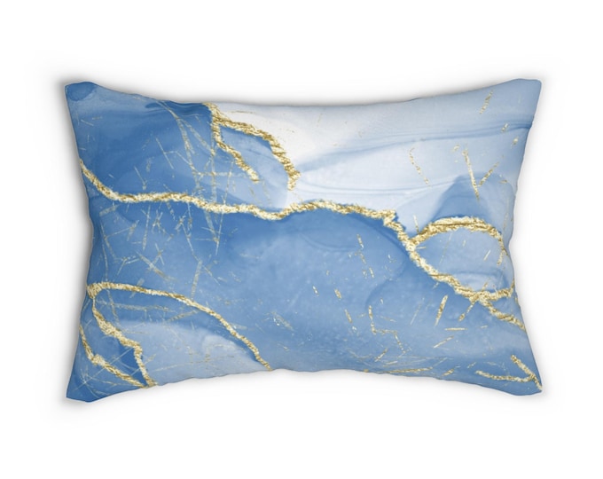 Pillow Marble Designed Plush Throw Blue Decor Home living Timeless Gift  Accent Pillow Bedding Selfcare Gift