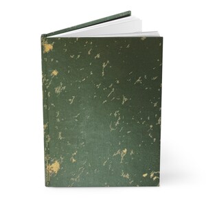 Diario de inspiración vintage, estilo antiguo, en blanco, para el autocuidado, regalo, tapa dura, color verde.