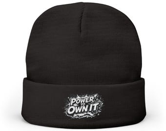 Comic Book Style Embroidered Beanie Knit Hat Superpower #2