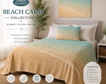 Beach Sand and Water Decor Blanket Pillow or Wall Art