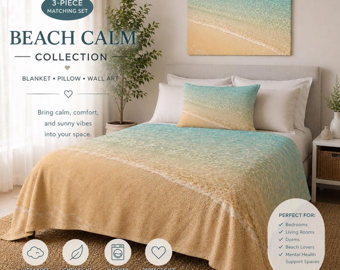 Beach Sand and Water Decor Blanket Pillow or Wall Art