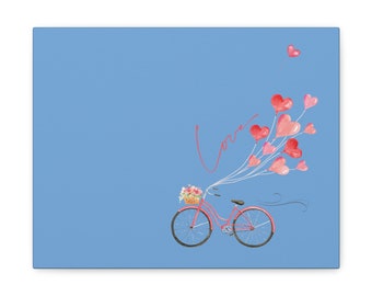 Valentine print, Wall decor, Balloons, Bicycle, Love