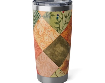 Love it. My hot drink wrapped in a quilt. Keeps cold drinks cold too, forever. My ice was still there the next day! Enjoy!