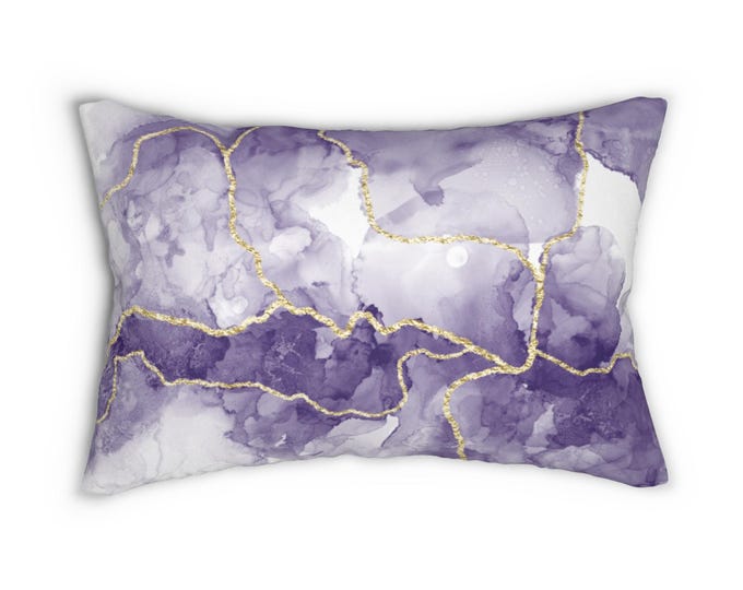 Pillow Marble Designed Plush Throw Purple Decor Home living Bright Colorful Accent Pillow Bedroom Decor Timeless Gift