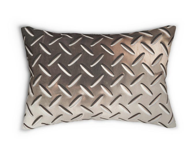 Pillow Metal Design Plush Throw Silver Decor Home living Man Cave Gift Accent Pillow Bedroom Decor Pillow with Cover  Selfcare Gift