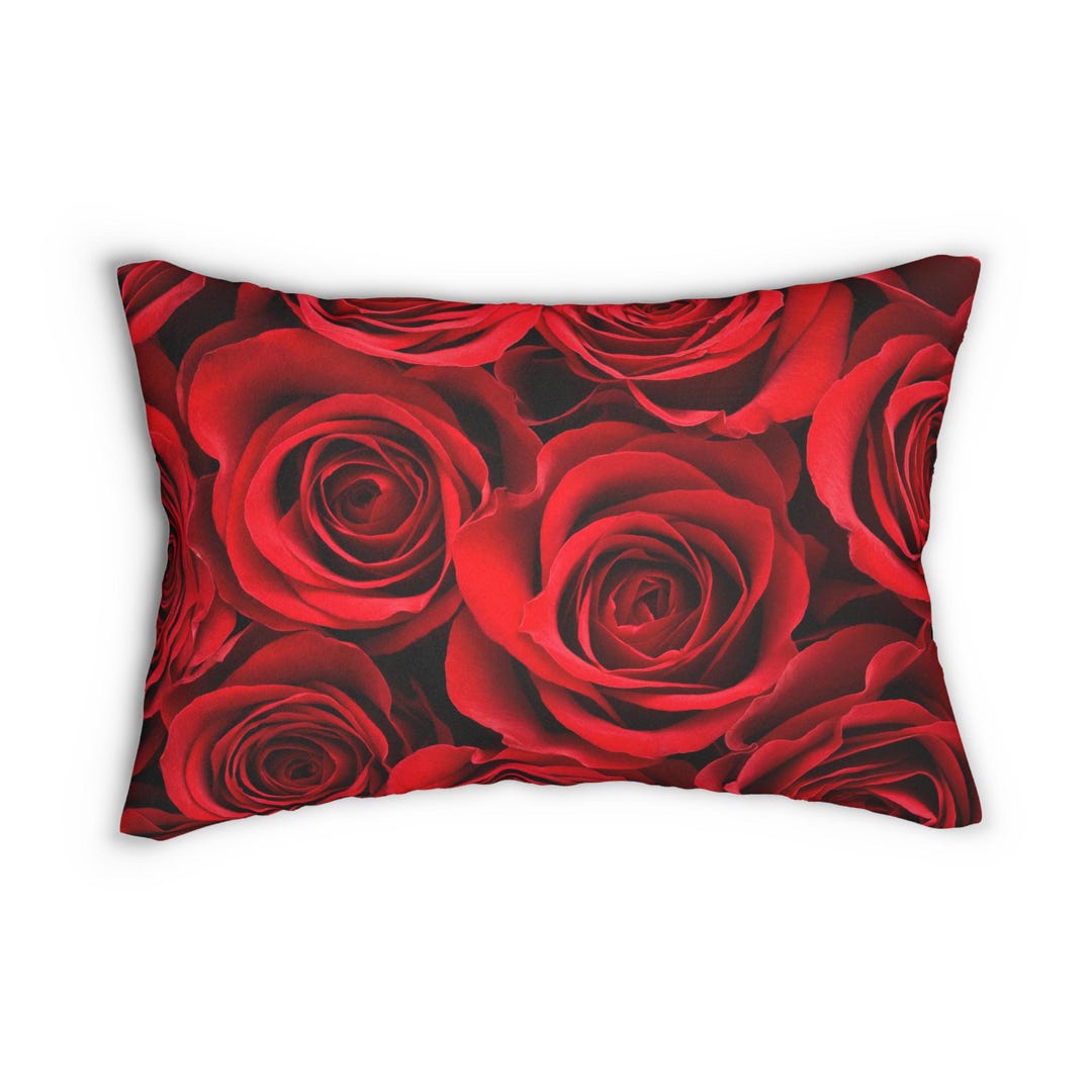 Plush Roses Throw Pillow Rose Designed Plush Throw Red Decor Home Living Flower Bright ...