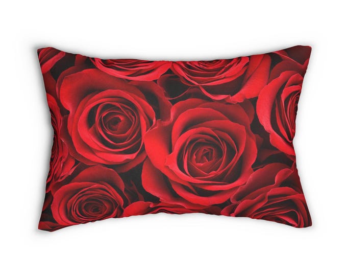 Pillow Rose Designed Plush Throw Red Decor Home living Flower Bright Color Accent Pillow Bedding Gift Idea Valentines