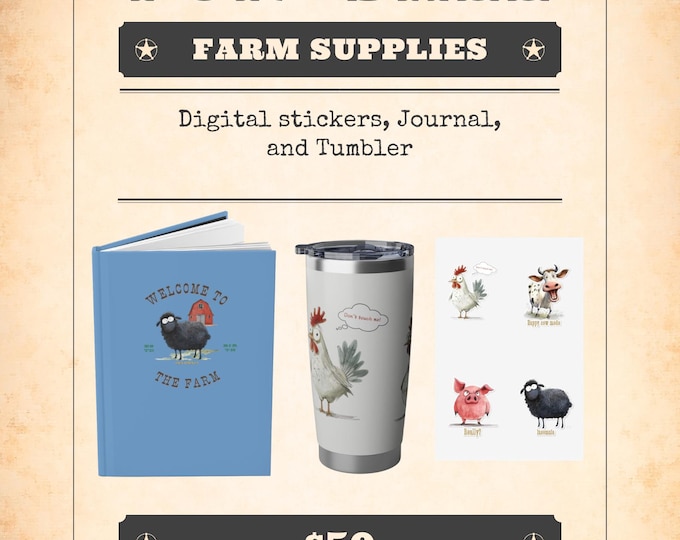 Bundle Welcome to the Farm Journal Digital Stickers Tumbler Mental Health Awearness Enjoy!